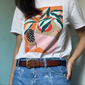 vintage lands end navy blue braided leather and rope belt. nautical